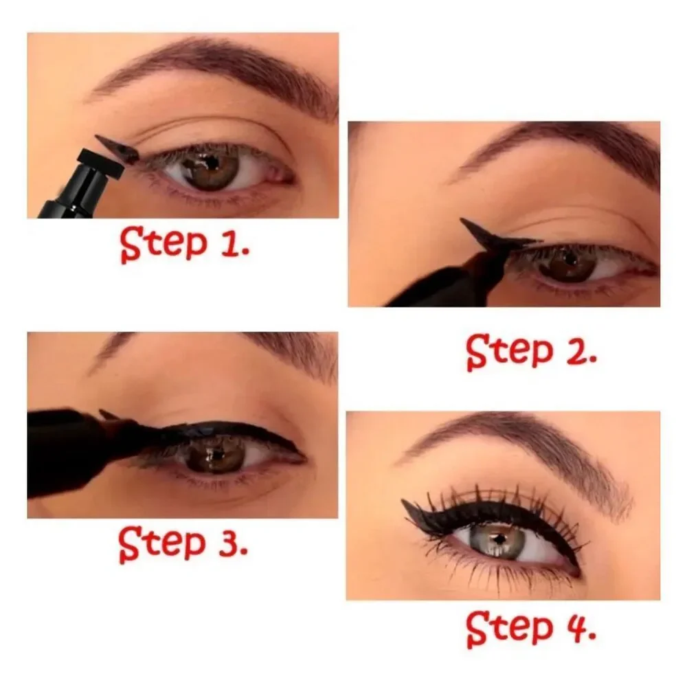 Jelliez Beauty Double-Sided Black Wing Stamp Eyeliner & Felt Tip Liner NIB